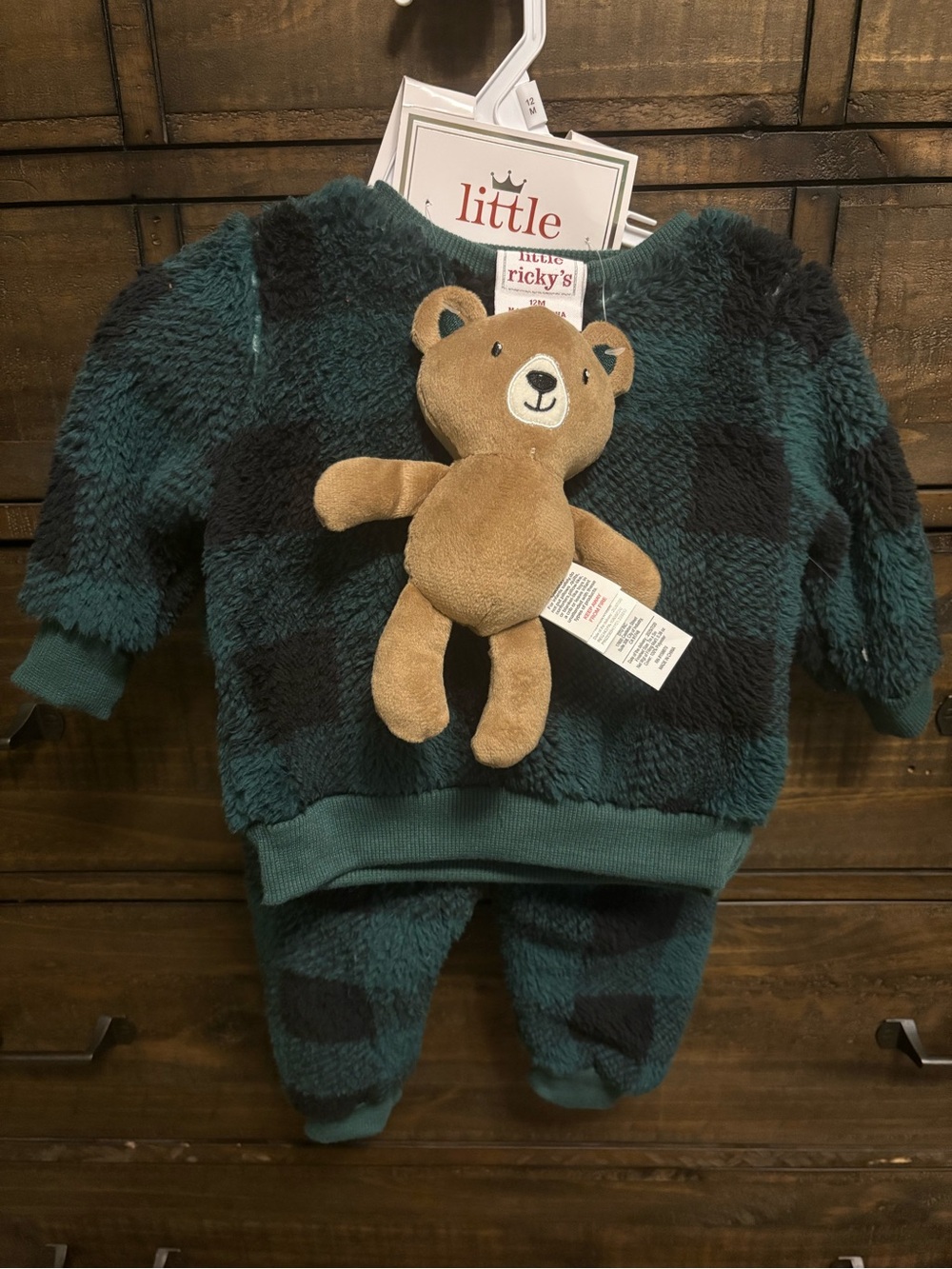 Plush Buffalo Check Baby Set with Bear Toy
